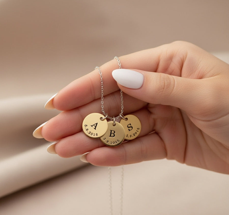 Collar 3 Monedas Inicial y Fecha
