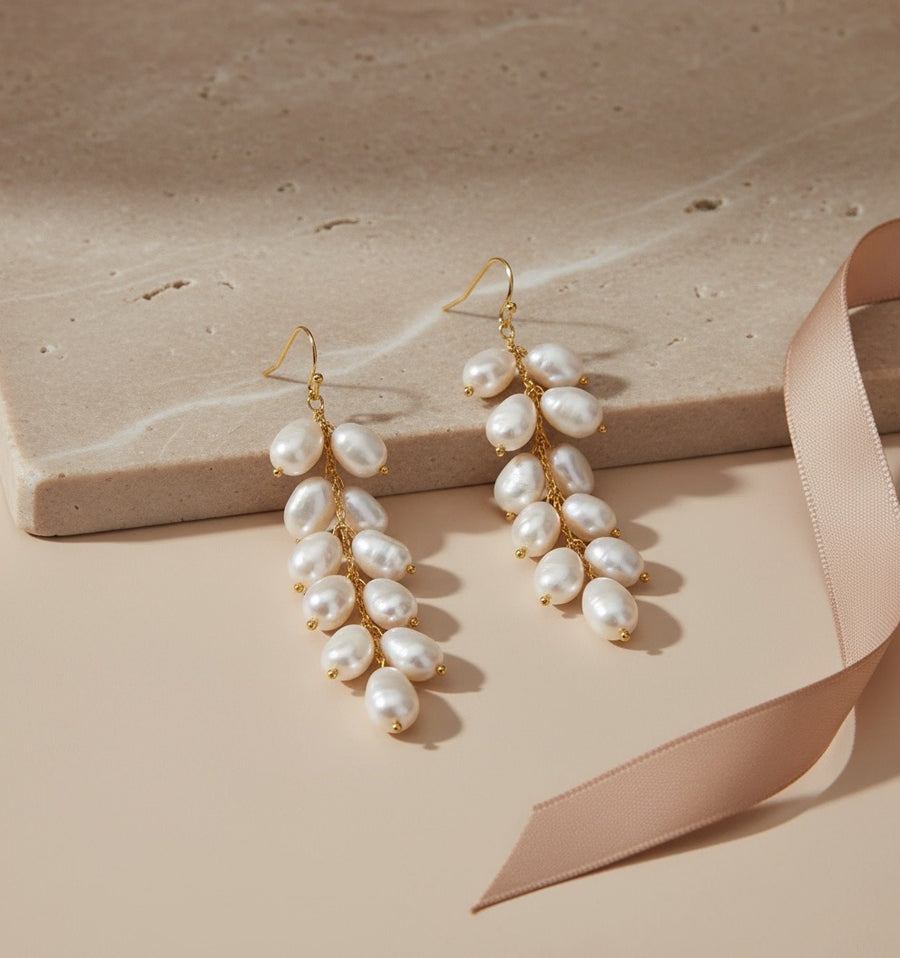 Aretes Cascada Perlas