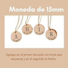 Cargar imagen en el visor de la galería, Collar Moneda Inicial y Fecha Personalizable